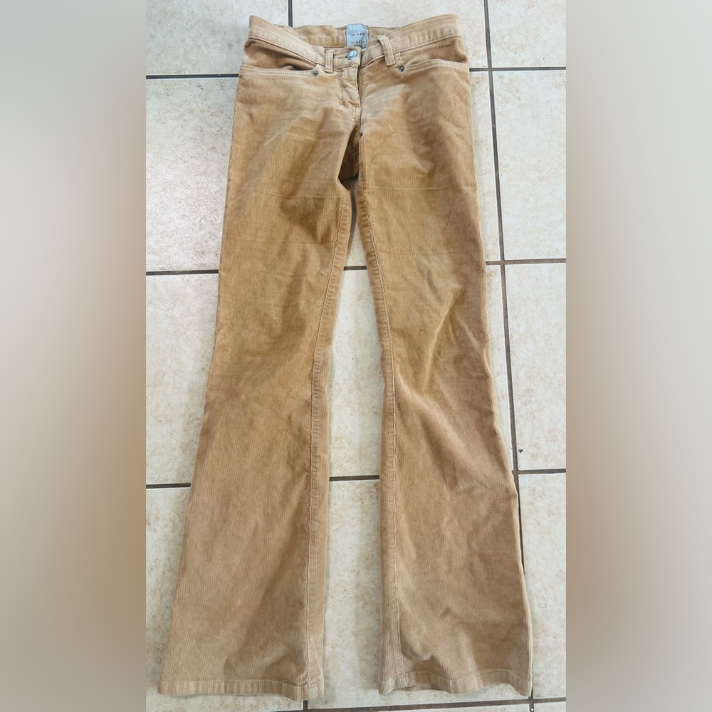 Vintage Y2k 90s Sass & Bide Corduroy Brown Hipster Wide Legged Flared Jeans sz 2